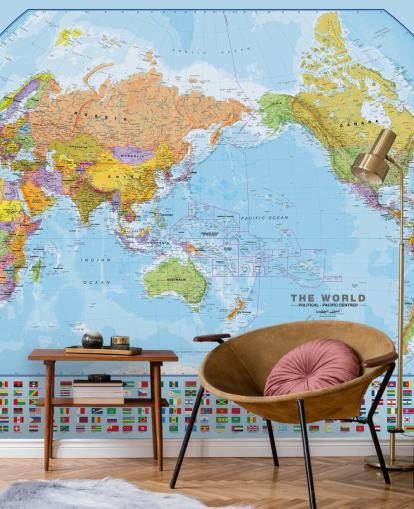 Mapa del mundo y banderas