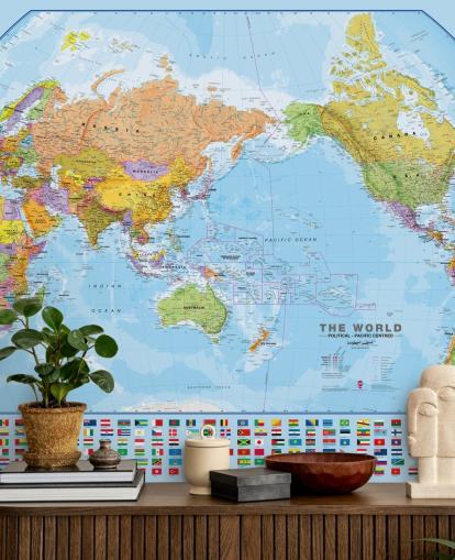 Mapa del mundo y banderas