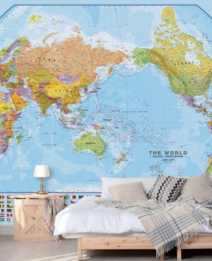 Mapa del mundo y banderas
