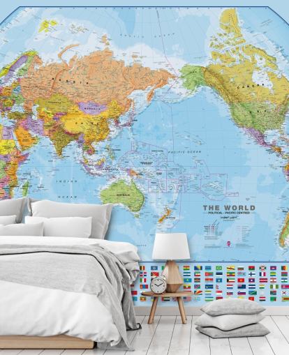 World Map and Flags