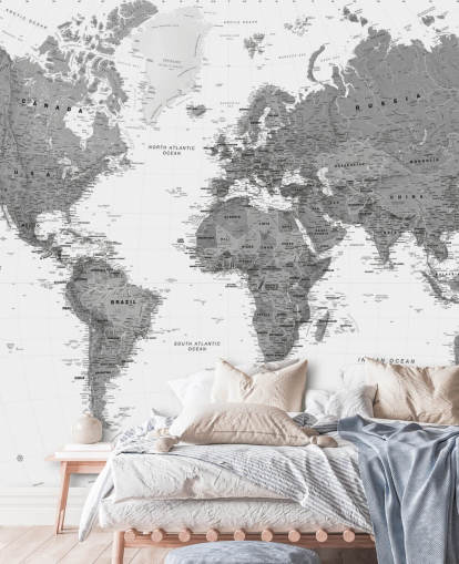 Dark Gray World Map Wallpaper