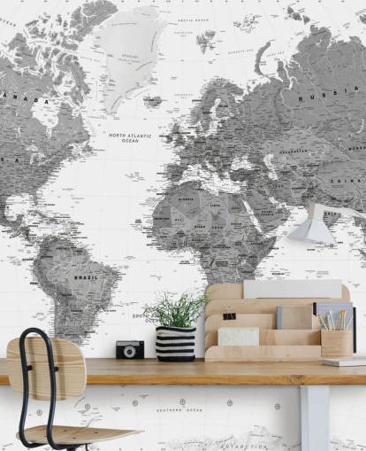 Dark Gray World Map Wallpaper