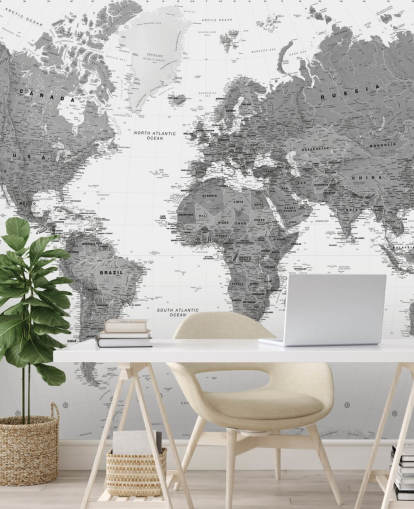 Dark Gray World Map Wallpaper