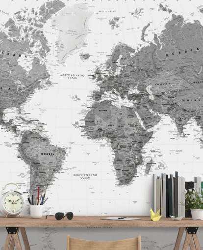 Dark Gray World Map Wallpaper