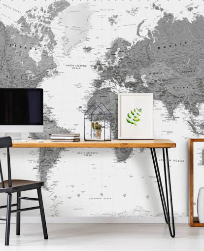 Dark Gray World Map Wallpaper