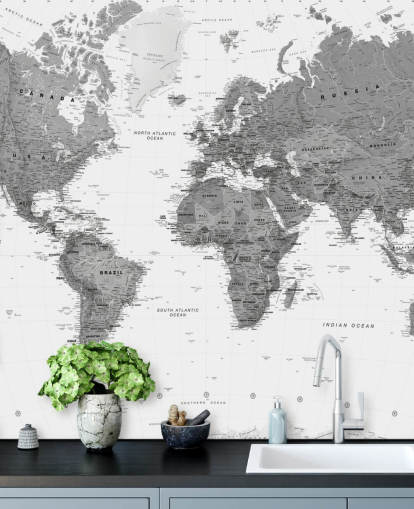 Dark Gray World Map Wallpaper