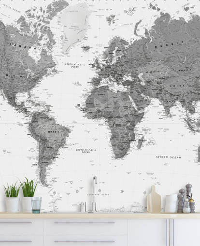 Dark Grey World Map Wallpaper