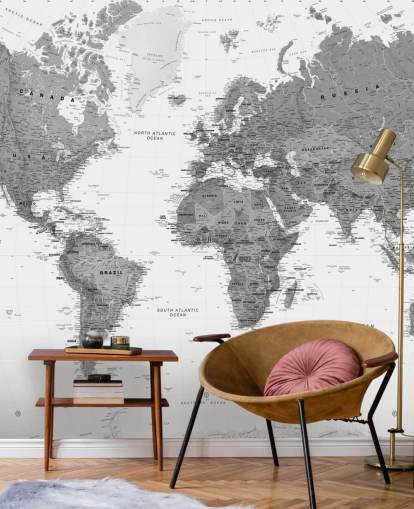 Dark Gray World Map Wallpaper