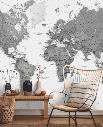Dark Gray World Map Wallpaper