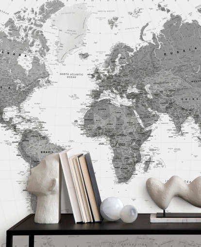 Dark Gray World Map Wallpaper