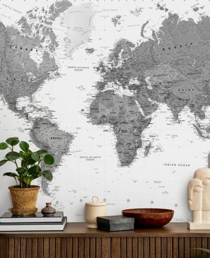 Dark Gray World Map Wallpaper