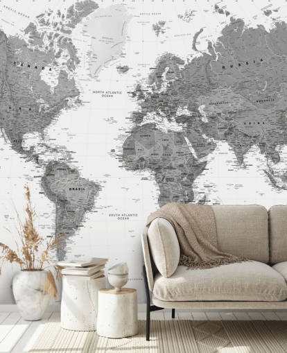 Dark Grey World Map Wallpaper