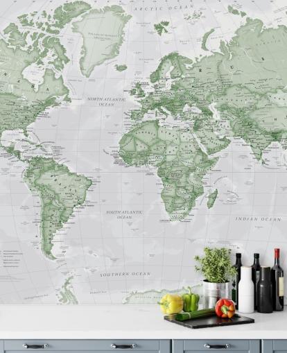 Mural de papel pintado verde claro