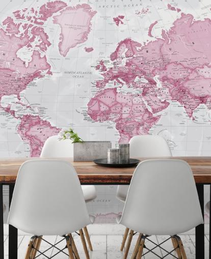 Fondo de pantalla de mapa mundial rosa y gris