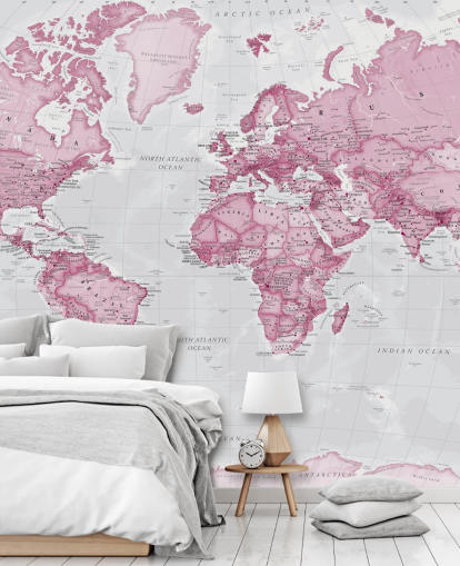 Pink and Gray World Map Wallpaper Pink and Gray World Map Wallpaper