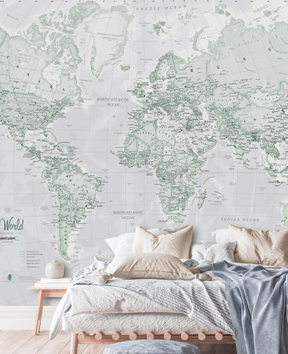 Papel de parede cinza do mapa do mundo moderno