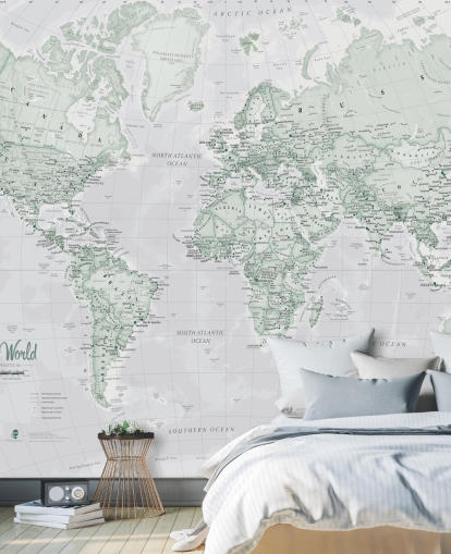Gray Modern World Map Wallpaper