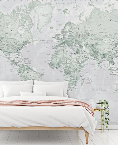 Grey Modern World Map Wallpaper