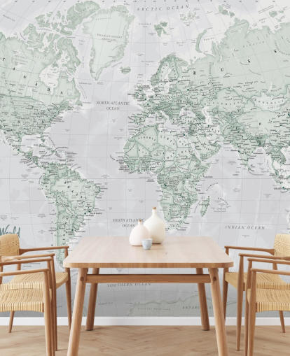 Gray Modern World Map Wallpaper