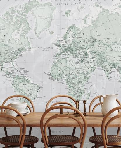 Carta da parati grigia con mappa del mondo moderna