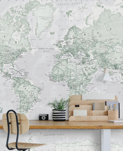 Grey Modern World Map Wallpaper