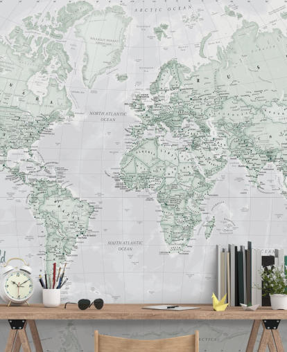 Gray Modern World Map Wallpaper