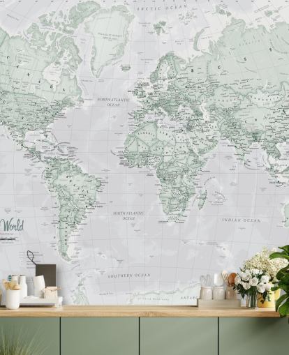 Papier peint gris de la carte du monde moderne Papier peint gris de la carte du monde moderne