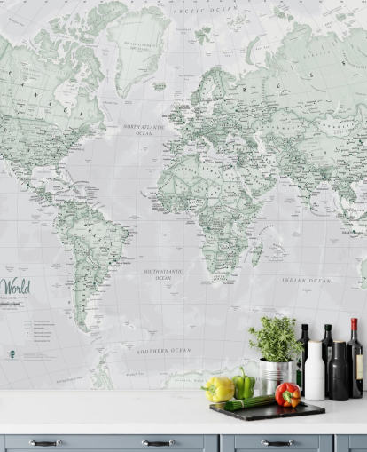 Gray Modern World Map Wallpaper