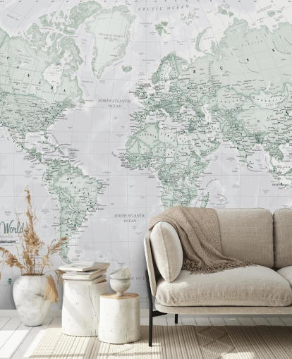 Papier peint gris de la carte du monde moderne