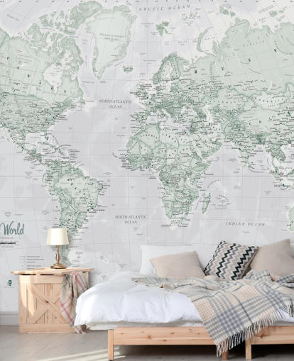 Gray Modern World Map Wallpaper