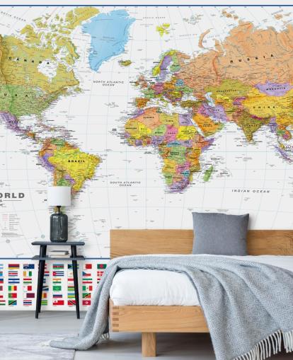 World Map with Flags Wallpaper