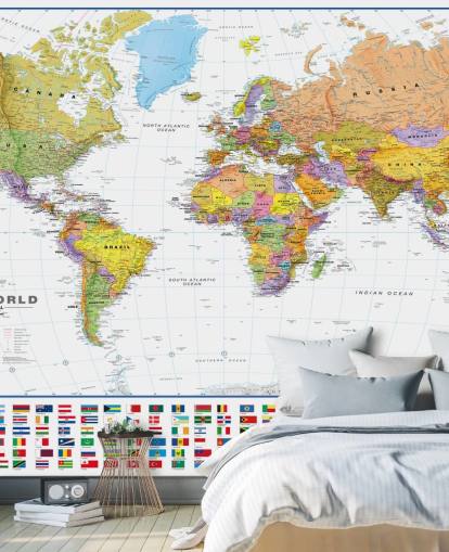 Fondo de pantalla de mapa mundial con banderas