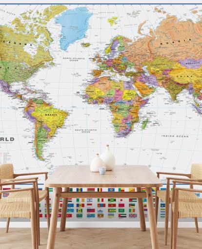 Fondo de pantalla de mapa mundial con banderas