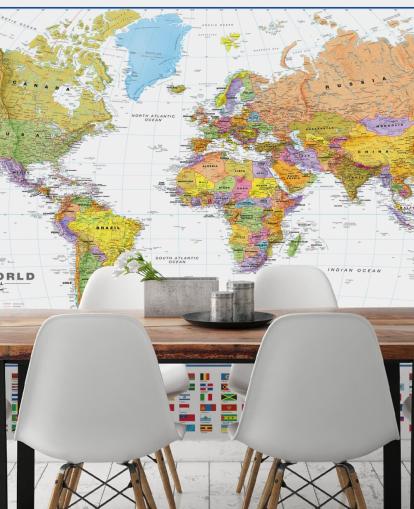 Fondo de pantalla de mapa mundial con banderas