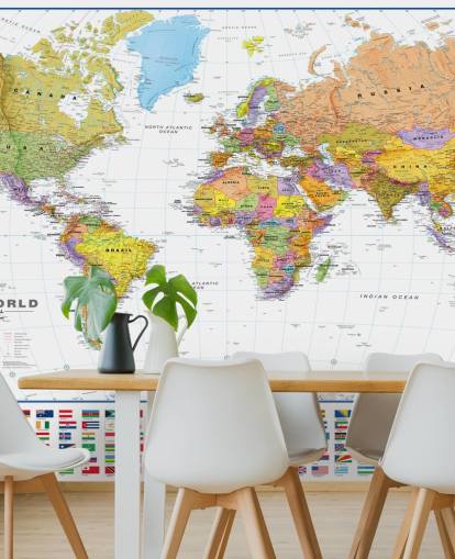 Papel de parede do mapa do mundo com bandeiras Papel de parede do mapa do mundo com bandeiras