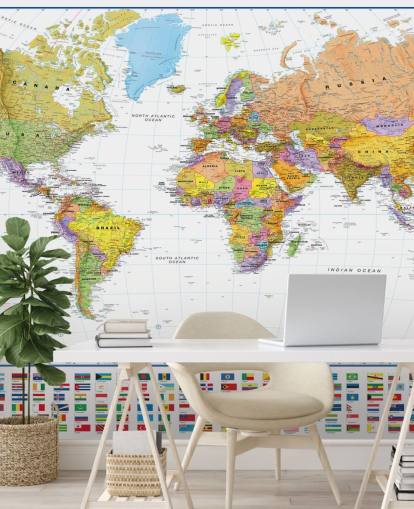 Fondo de pantalla de mapa mundial con banderas Fondo de pantalla de mapa mundial con banderas