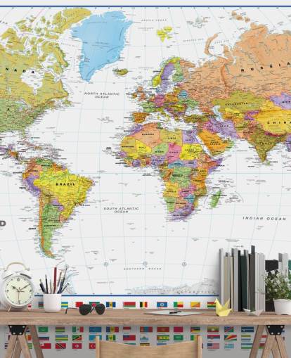 Fondo de pantalla de mapa mundial con banderas