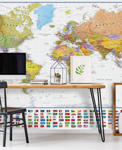 World Map with Flags Wallpaper
