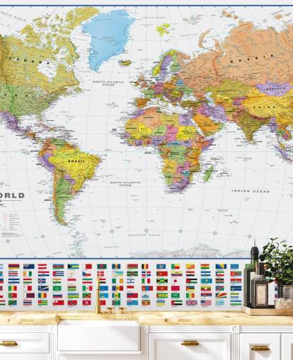 Fondo de pantalla de mapa mundial con banderas Fondo de pantalla de mapa mundial con banderas