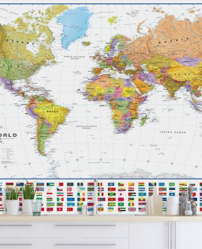 Fondo de pantalla de mapa mundial con banderas Fondo de pantalla de mapa mundial con banderas