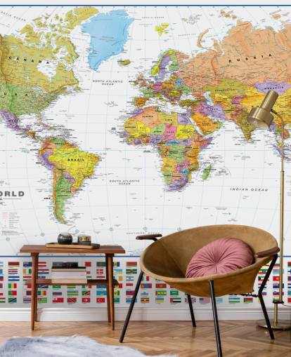 World Map with Flags Wallpaper