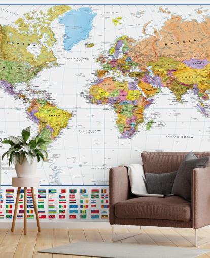 World Map with Flags Wallpaper