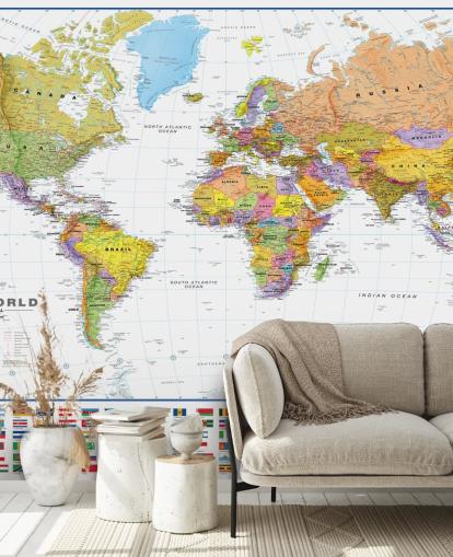World Map with Flags Wallpaper