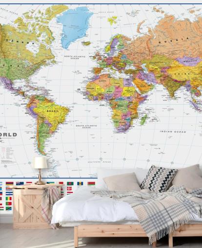 World Map with Flags Wallpaper