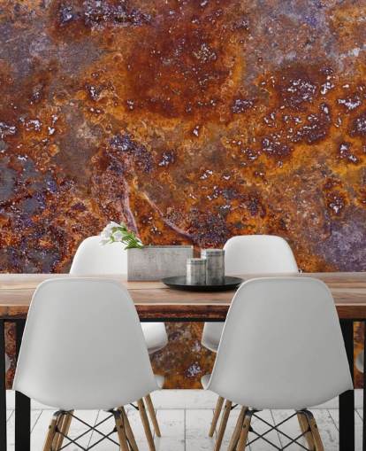 carta da parati metallica chiamata Rust at Wallsauce per camere da letto, cucine e uffici