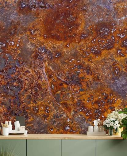 mural de papel pintado metálico llamado Rust at Wallsauce para dormitorios, cocinas y oficinas
