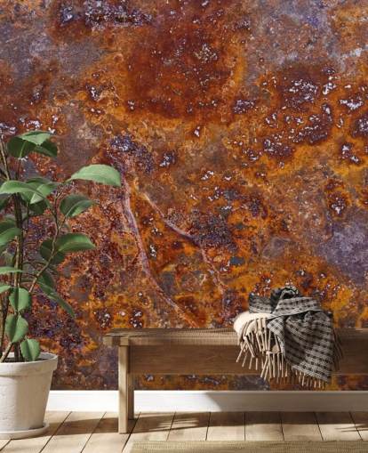 mural de papel pintado metálico llamado Rust at Wallsauce para dormitorios, cocinas y oficinas