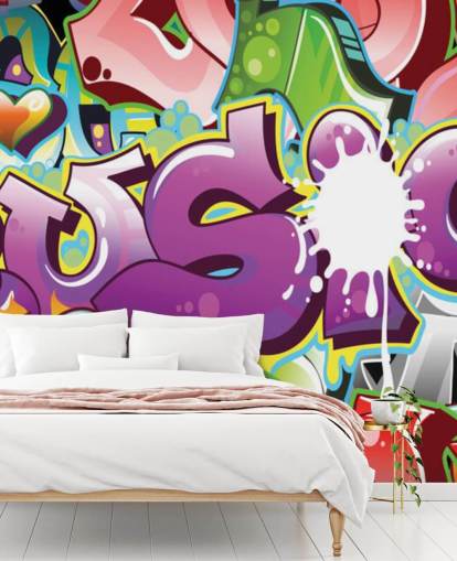Carta da parati con graffiti musicali