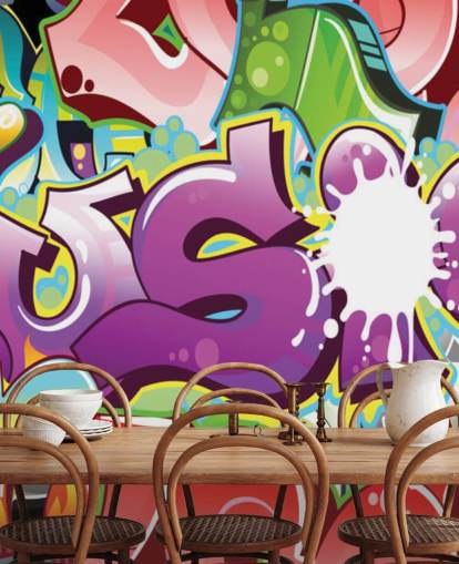 Papel pintado de graffiti con salpicaduras Papel pintado de graffiti con salpicaduras