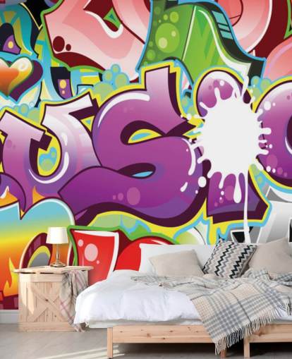 Papel pintado de graffiti con salpicaduras